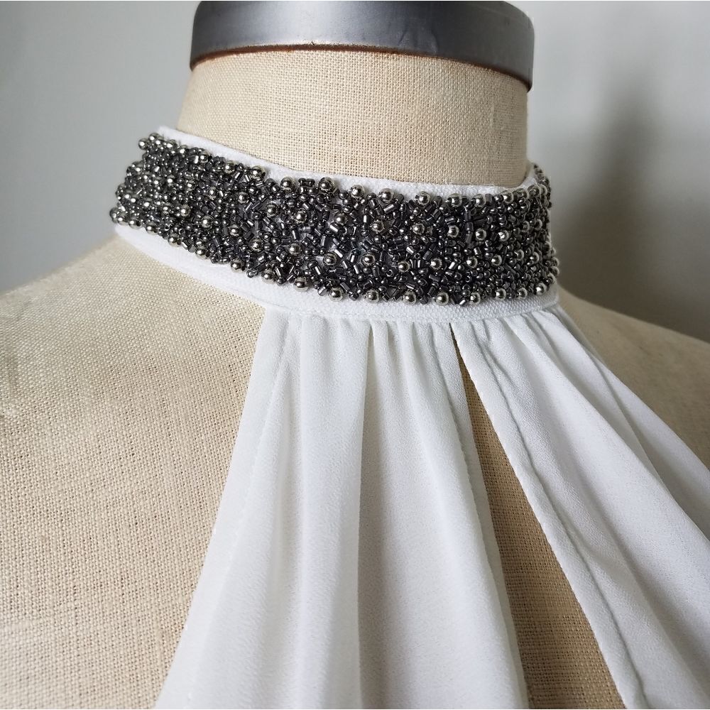 White Embellished Keyhole Halter Dress by …
